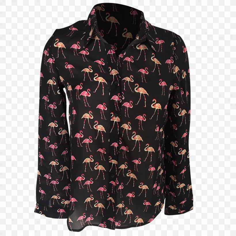 Blouse T-shirt Greater Flamingo Sleeve Clothing, PNG, 1024x1024px, Blouse, American Flamingo, Black, Button, Clothing Download Free