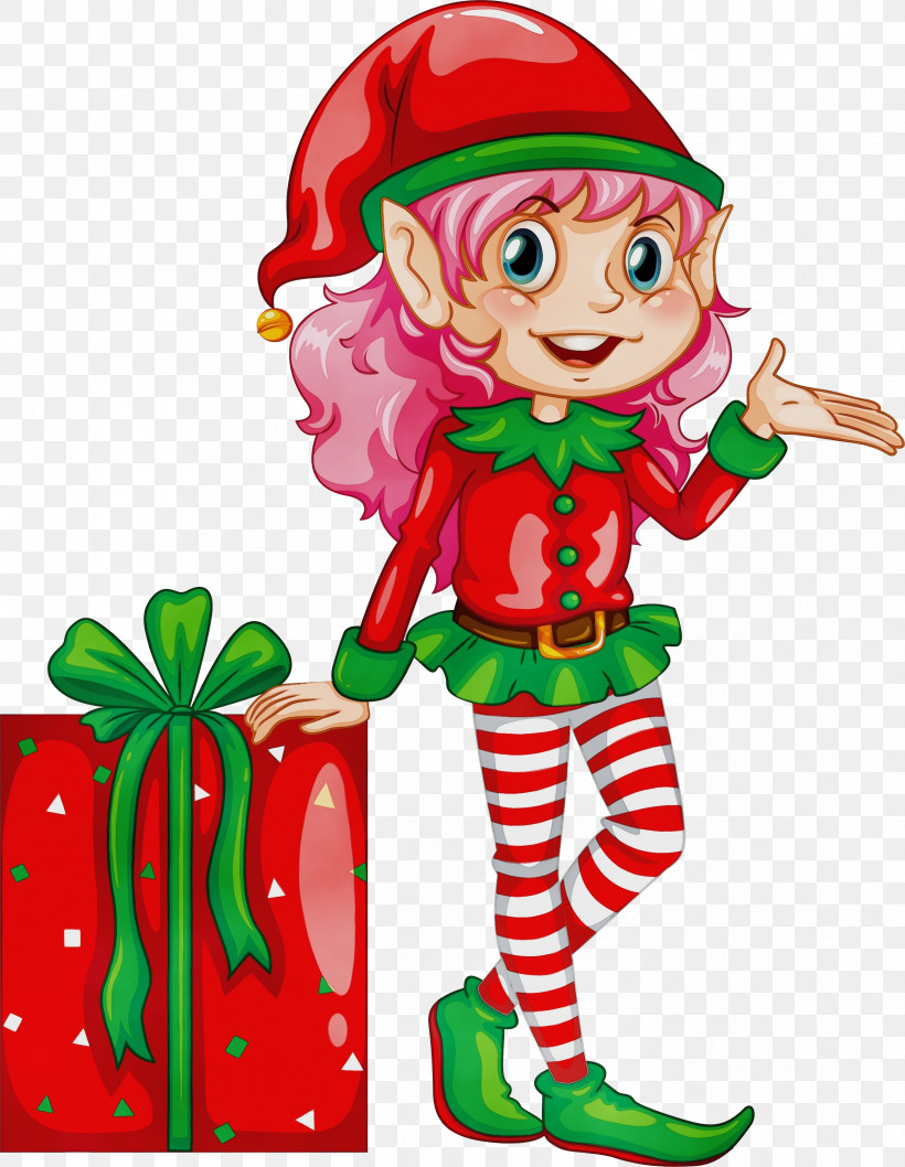 Christmas Elf, PNG, 2385x3080px, Watercolor, Cartoon, Christmas, Christmas Elf, Christmas Eve Download Free