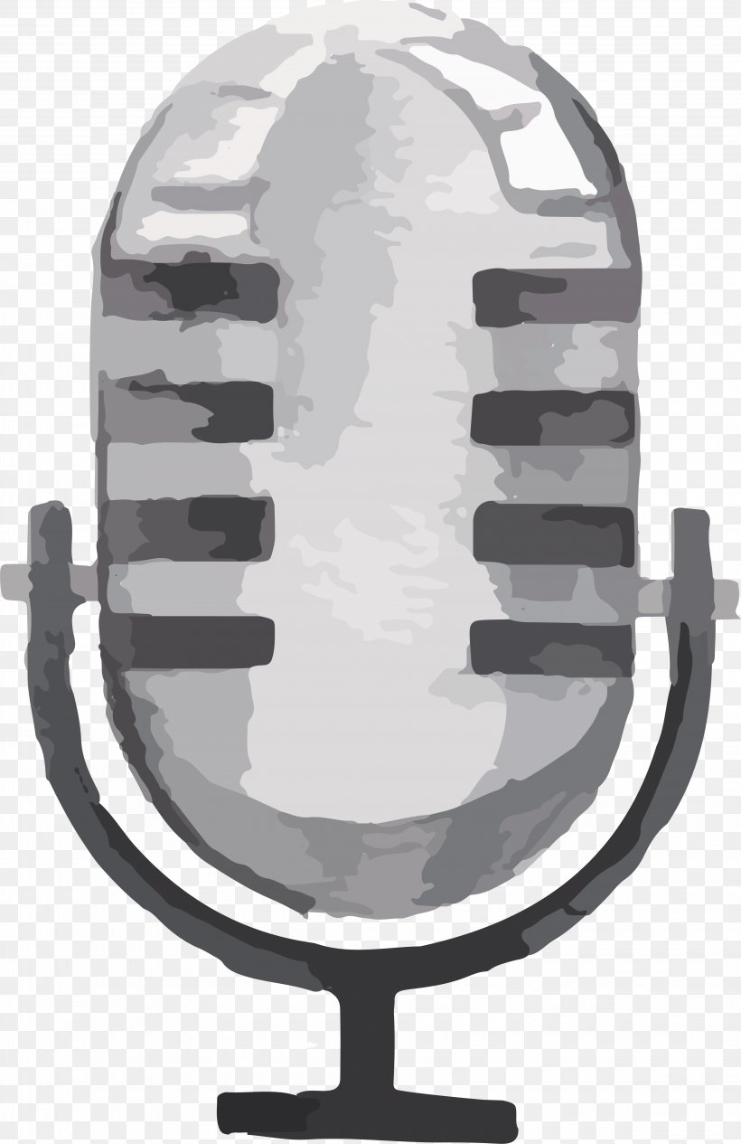 Microphone Watercolor Painting Illustration, PNG, 4120x6358px, Microphone, Audio, Audio Equipment, Black And White, Cartoon Download Free