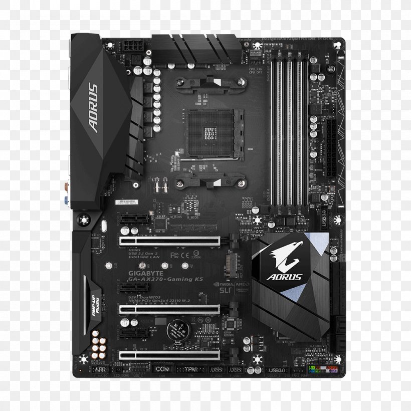 Socket AM4 Motherboard Gigabyte Technology Gigabyte GA-AX370-Gaming 5 Ryzen, PNG, 1000x1000px, Socket Am4, Advanced Micro Devices, Atx, Central Processing Unit, Computer Accessory Download Free