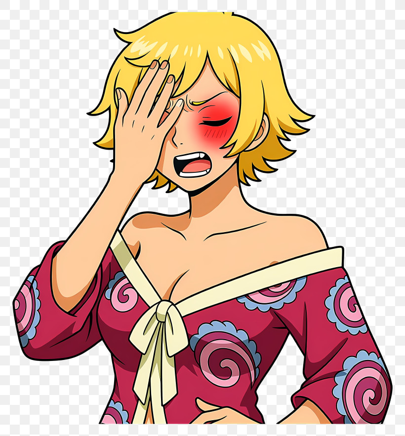 One Piece Marguerite - Blushing Blonde Woman Facepalm PNG