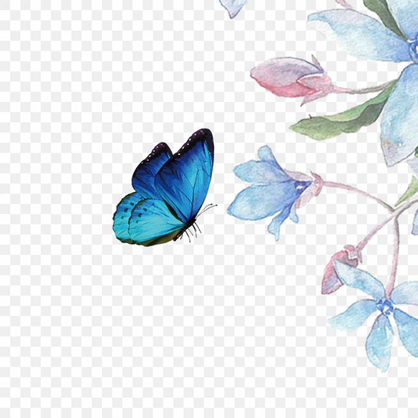 Butterfly Download Computer File, PNG, 945x945px, Butterfly, Azure, Blue, Butterflies And Moths, Flower Download Free