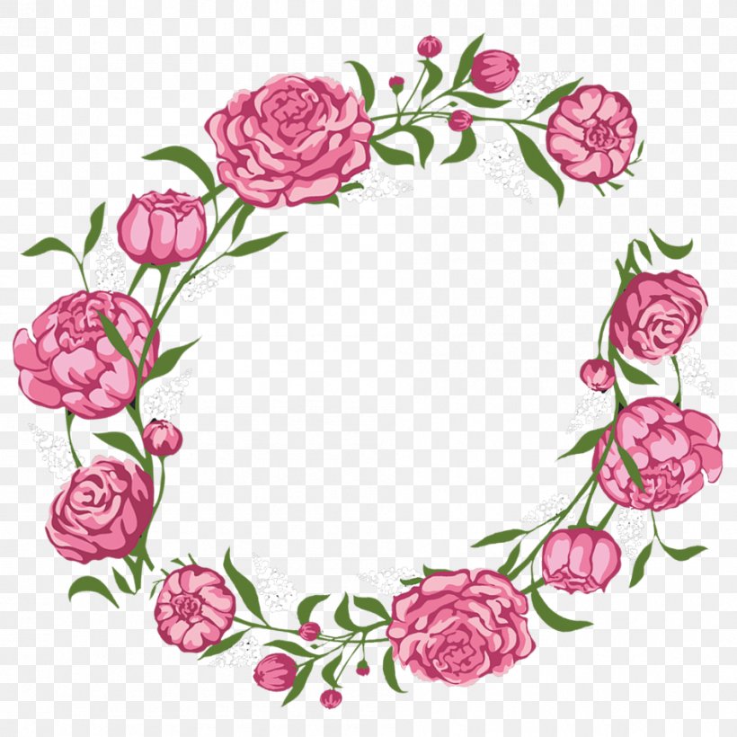 Rose Flower Pink Wreath, PNG, 945x945px, Rose, Area, Cut Flowers, Flora, Floral Design Download Free