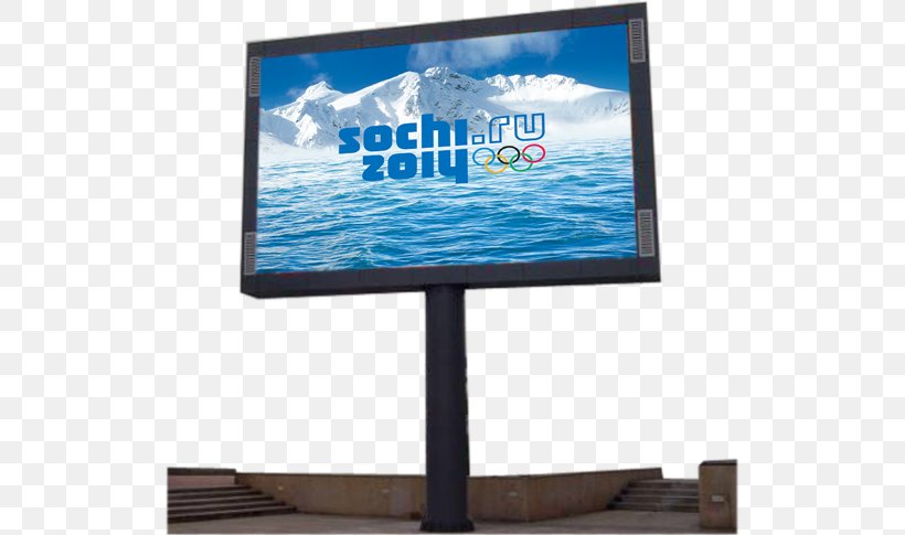 Sochi LCD Television 2014 Winter Olympics Computer Monitors LED-backlit LCD, PNG, 521x485px, 2014 Winter Olympics, Sochi, Advertising, Backlight, Billboard Download Free