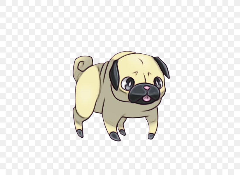 Pug Cartoon Dog Snout Puppy, PNG, 600x600px, Watercolor, Cartoon, Dog, Dog Breed, Fawn Download Free