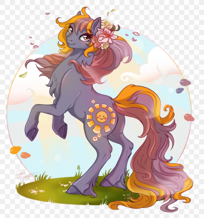 Horse Legendary Creature Cartoon Supernatural, PNG, 864x924px, Watercolor, Cartoon, Flower, Frame, Heart Download Free