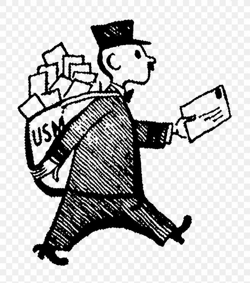 Mail Carrier Cartoon Clip Art, PNG, 1001x1130px, Mail Carrier, Art, Artwork, Black And White, Cartoon Download Free