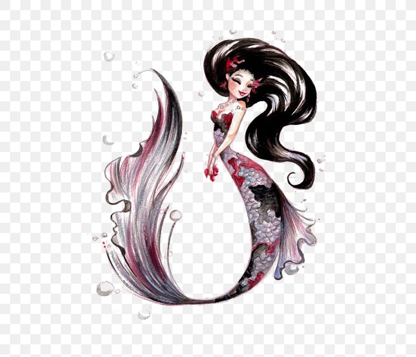 Koi Sleeve Tattoo Mermaid, PNG, 564x705px, Tattoo, Art, Black And Gray, Black Hair, Color Download Free