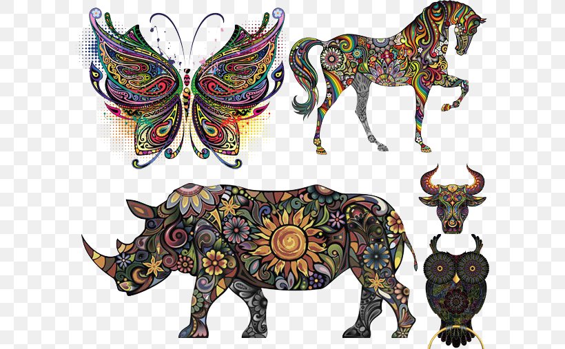 Tattoo Wall Decal Pattern, PNG, 600x507px, Tattoo, Animal, Art, Cattle Like Mammal, Decal Download Free