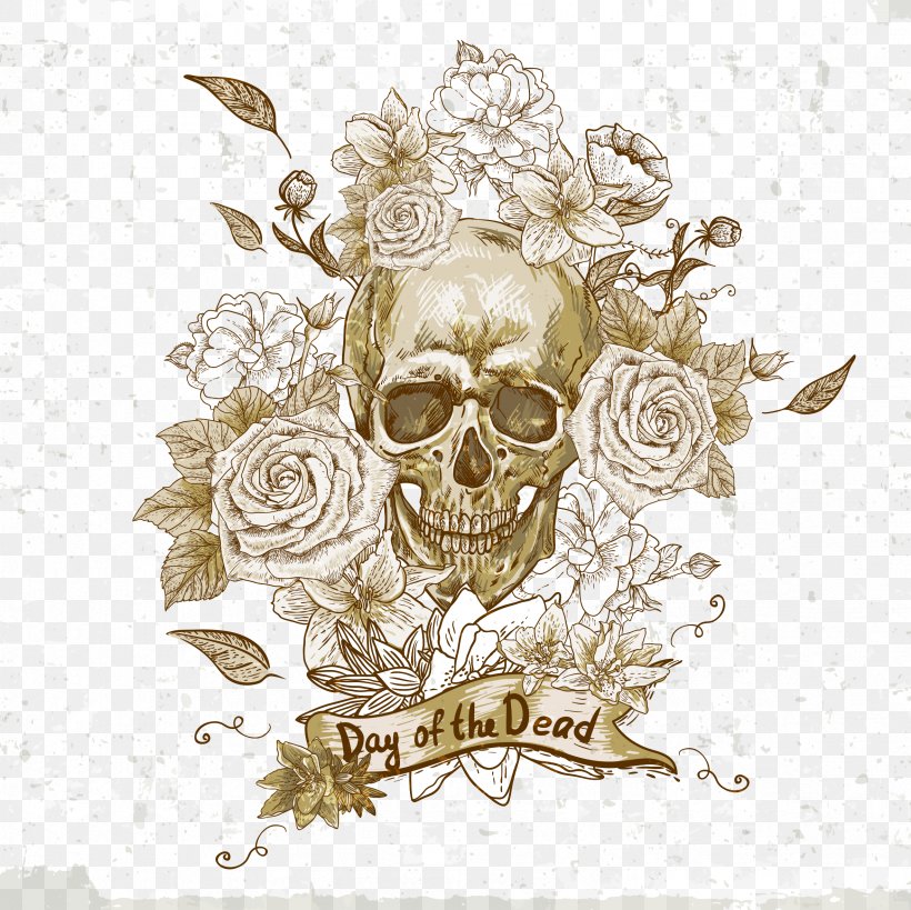 Calavera Human Skull Symbolism Flower, PNG, 2362x2362px, Calavera, Art, Bone, Day Of The Dead, Flower Download Free