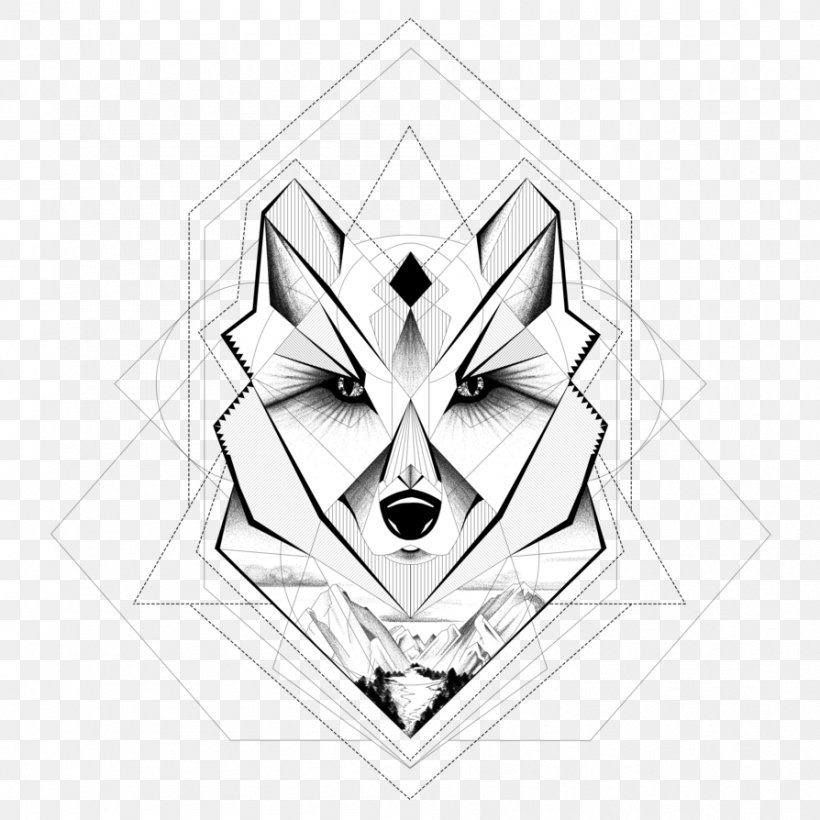 Geometry Drawing Gray Wolf Geometric Mean Line, PNG, 894x894px