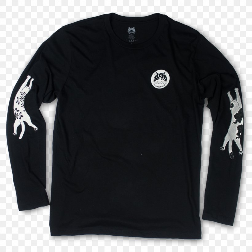 Long-sleeved T-shirt Long-sleeved T-shirt Sweater Clothing, PNG, 1024x1024px, Tshirt, Active Shirt, Black, Brand, Cat Download Free