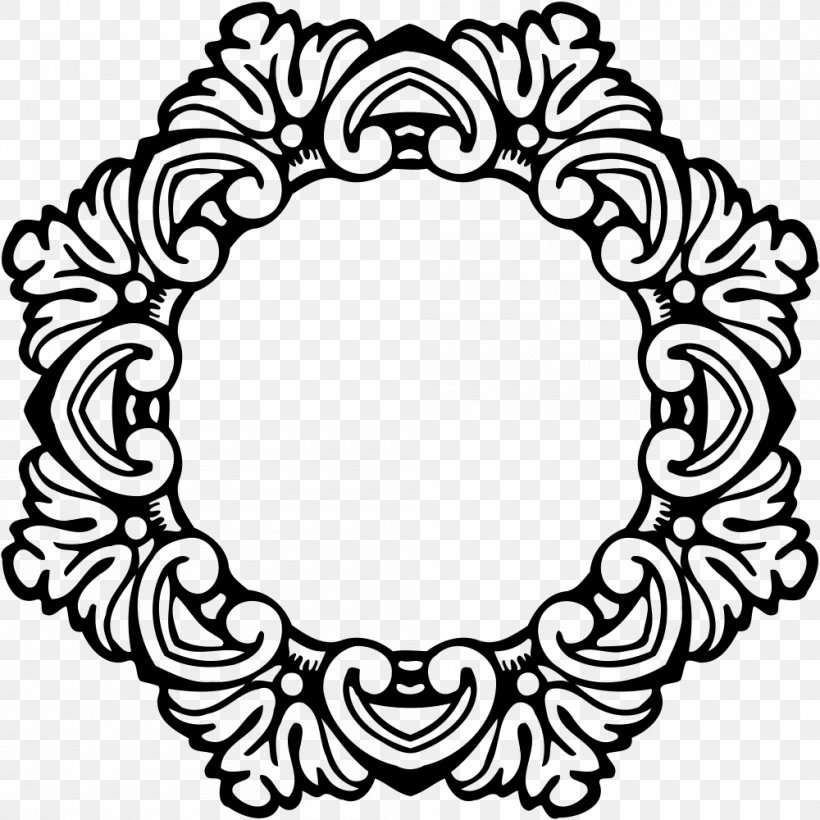 Picture Frames Clip Art, PNG, 1000x1000px, Picture Frames, Black And White, Decorative Arts, Flower, House Plan Download Free