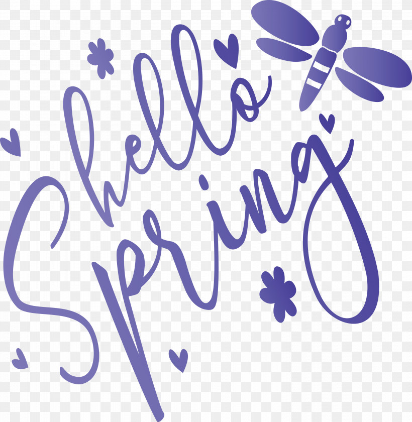 Hello Spring Spring, PNG, 2928x3000px, Hello Spring, Calligraphy, Purple, Spring, Text Download Free