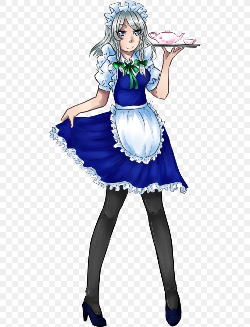 Sakuya Izayoi Touhou Project Drawing Costume Design, PNG, 498x1070px, Watercolor, Cartoon, Flower, Frame, Heart Download Free