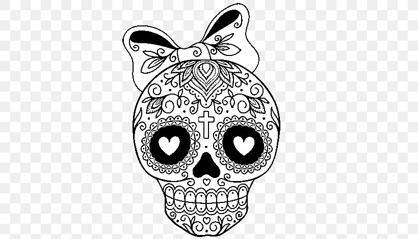 Calavera Coloring Book Day Of The Dead Skull Mexican Cuisine, PNG, 600x470px, Calavera, Adult, Black, Black And White, Bone Download Free