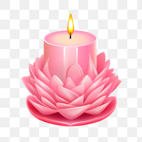 Candle Lotus Flower - Pink Candle With Lotus Petals PNG