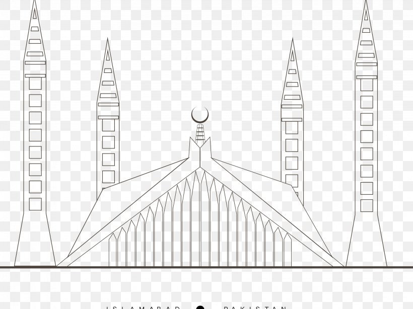 Faisal Mosque Behance, PNG, 3230x2422px, Faisal Mosque, Area, Art, Behance, Black And White Download Free