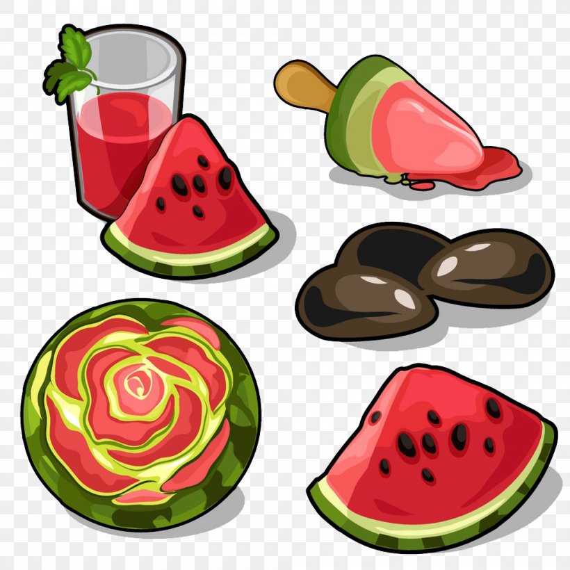 Watermelon Ice Cream Juice Fruit, PNG, 1000x1000px, Watermelon, Cartoon, Citrullus, Cucumber Gourd And Melon Family, Food Download Free