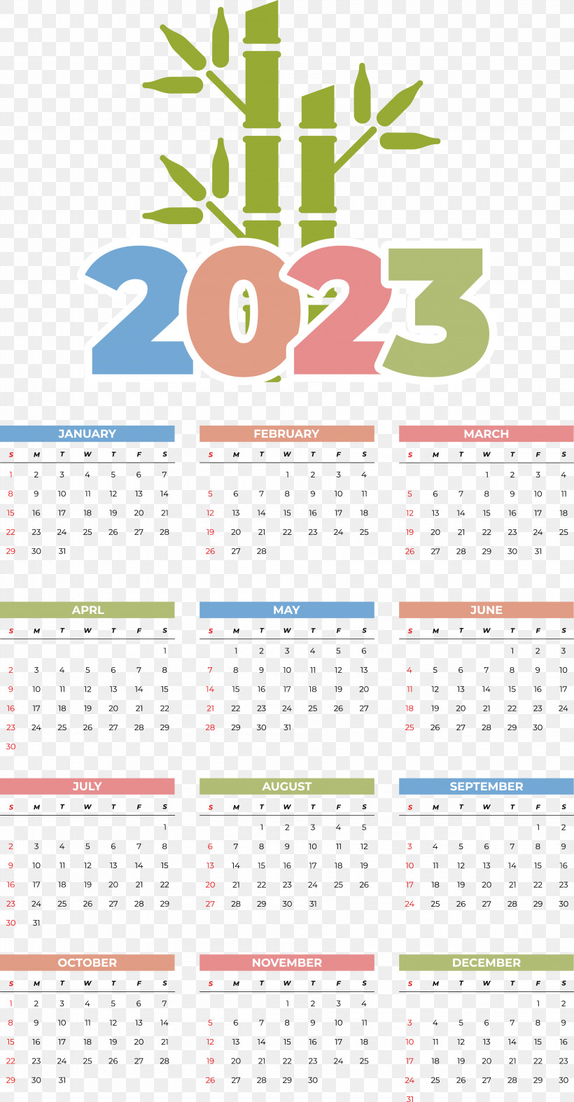 Calendar 2023 Vector, PNG, 3580x6876px, Calendar, Almanac, March, May, Vector Download Free