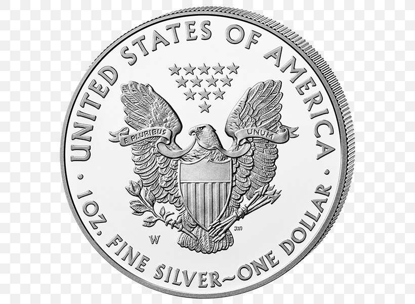 West Point Mint American Silver Eagle United States Mint Proof Coinage, PNG, 600x600px, West Point Mint, American Gold Eagle, American Silver Eagle, Black And White, Bullion Download Free