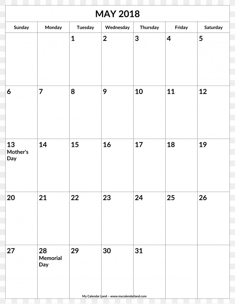 Calendar 0 May Month June, PNG, 2550x3300px, 2018, Calendar, Area ...