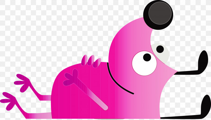 Pink Cartoon Animation Magenta Smile, PNG, 3000x1714px, Cute Cartoon Dog, Animation, Cartoon, Magenta, Paint Download Free