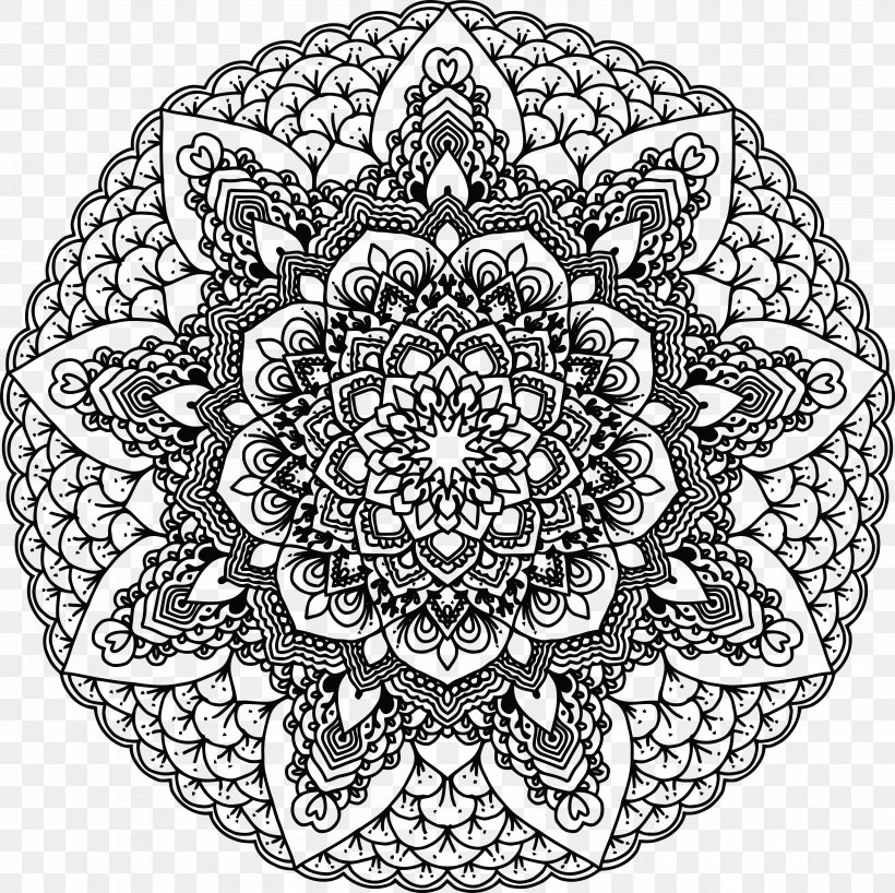 Coloring Book Mandala Adult Child, PNG, 4000x3995px, Coloring Book, Adult, Black And White, Book, Child Download Free