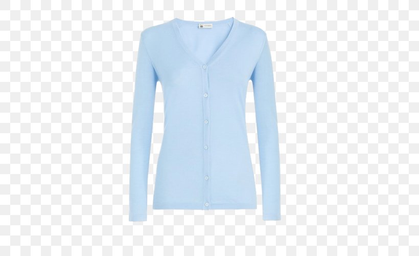 Cardigan Long-sleeved T-shirt Long-sleeved T-shirt Neck, PNG, 500x500px, Cardigan, Blue, Clothing, Electric Blue, Long Sleeved T Shirt Download Free