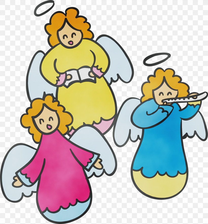 Cartoon Pleased, PNG, 2785x3000px, Angel, Cartoon, Paint, Pleased, Watercolor Download Free