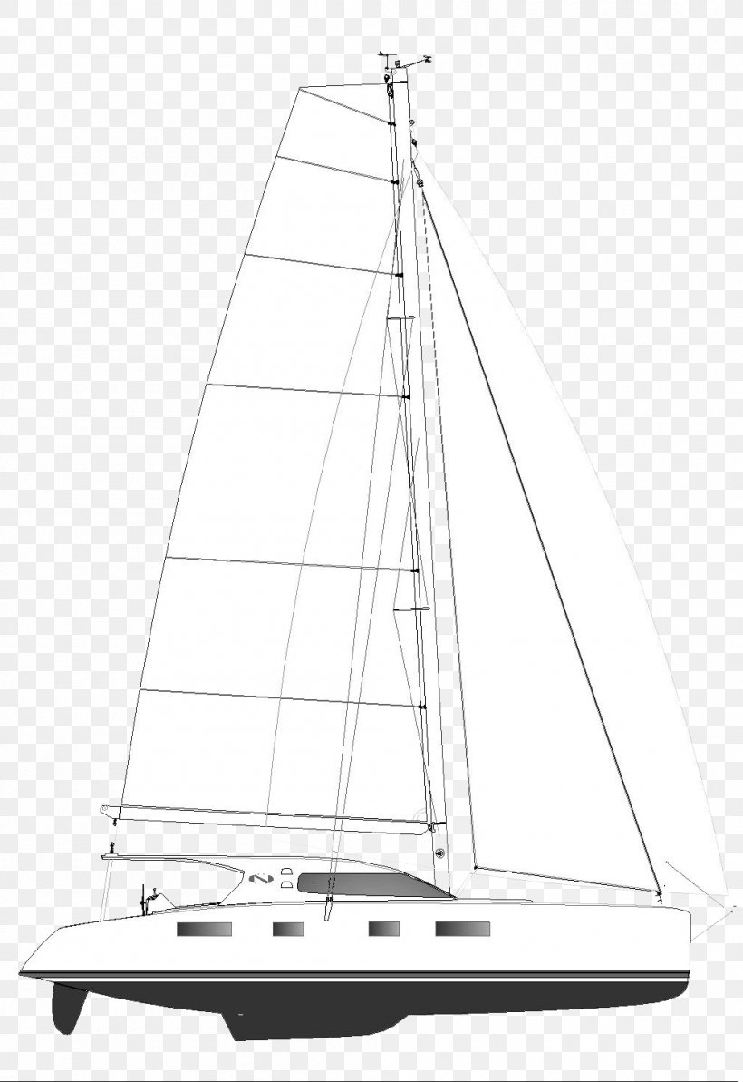 Sailboat Catamaran Hull, PNG, 1000x1456px, Sail, Black And White, Boat, Brigantine, Cabin Download Free