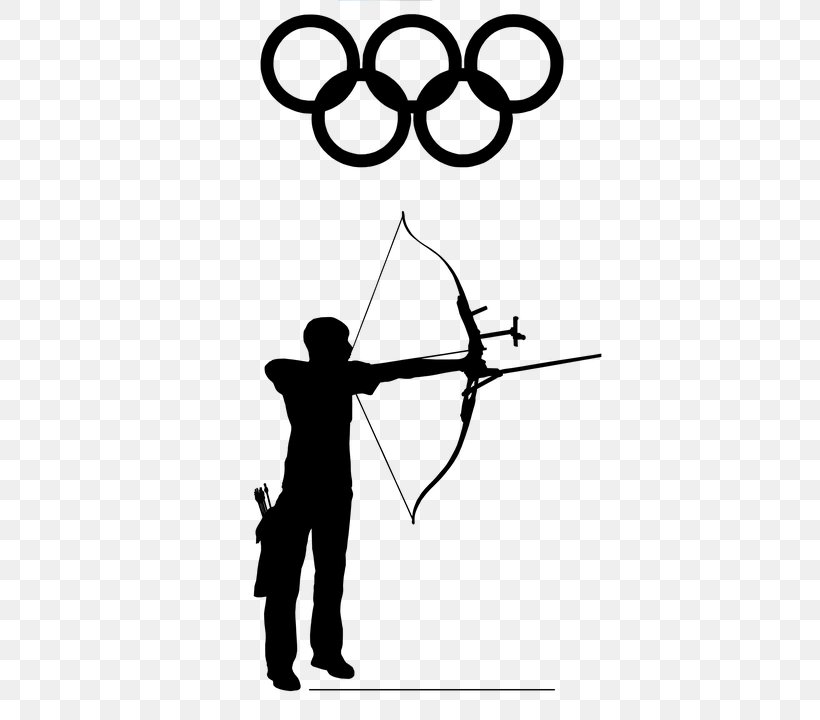 Olympic Games Archery Bow And Arrow Sport Clip Art, PNG, 450x720px, Olympic Games, Archery, Area, Artwork, Black And White Download Free