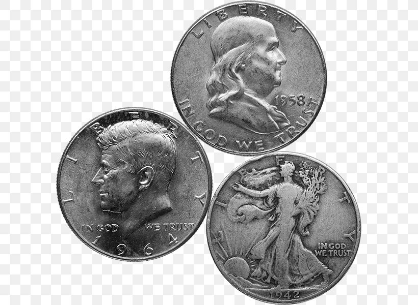 Quarter Junk Silver Half Dollar Coin, PNG, 600x600px, Quarter, American Silver Eagle, Black And White, Coin, Currency Download Free