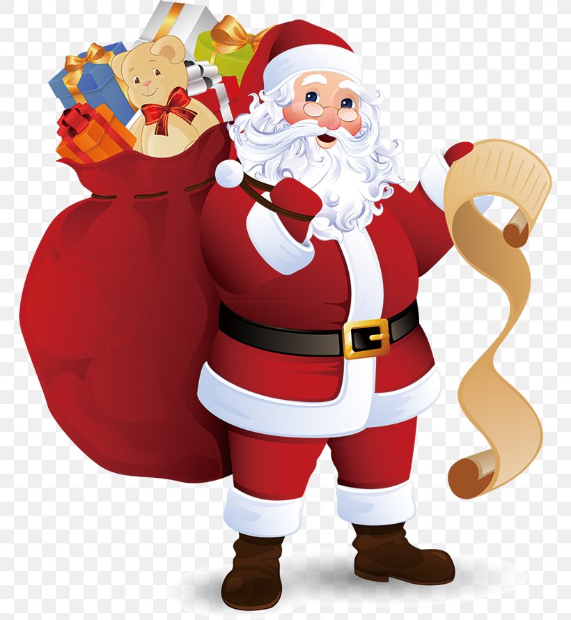 Santa Claus With Sack Full Of Gifts Reading List Of Good Kids. Vector  Illustration Isolated On White Background EPS10. Transparent Objects Used  For Shadows And Lights Drawing. Royalty Free SVG, Cliparts, Vectors,