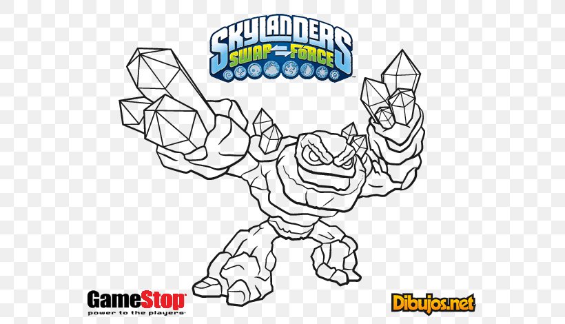 Skylanders: Swap Force Skylanders: Trap Team Skylanders: Giants Skylanders: Spyro's Adventure Drawing, PNG, 600x470px, Skylanders Swap Force, Area, Art, Black And White, Cartoon Download Free