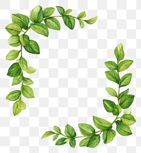 Peppermint Bough Frame - Green Leaf Wreath Frame PNG