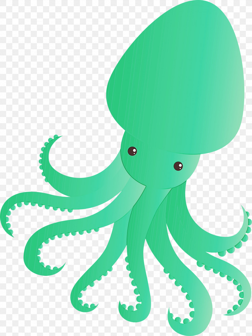 Octopus Giant Pacific Octopus Green Octopus Squid, PNG, 2254x3000px, Watercolor, Animal Figure, Giant Pacific Octopus, Green, Octopus Download Free