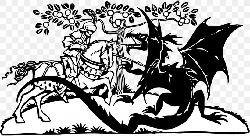 Saint George And The Dragon Dragon Hill, Uffington Clip Art, PNG, 1280x699px, Saint George And The Dragon, April 23, Art, Black And White, Cartoon Download Free