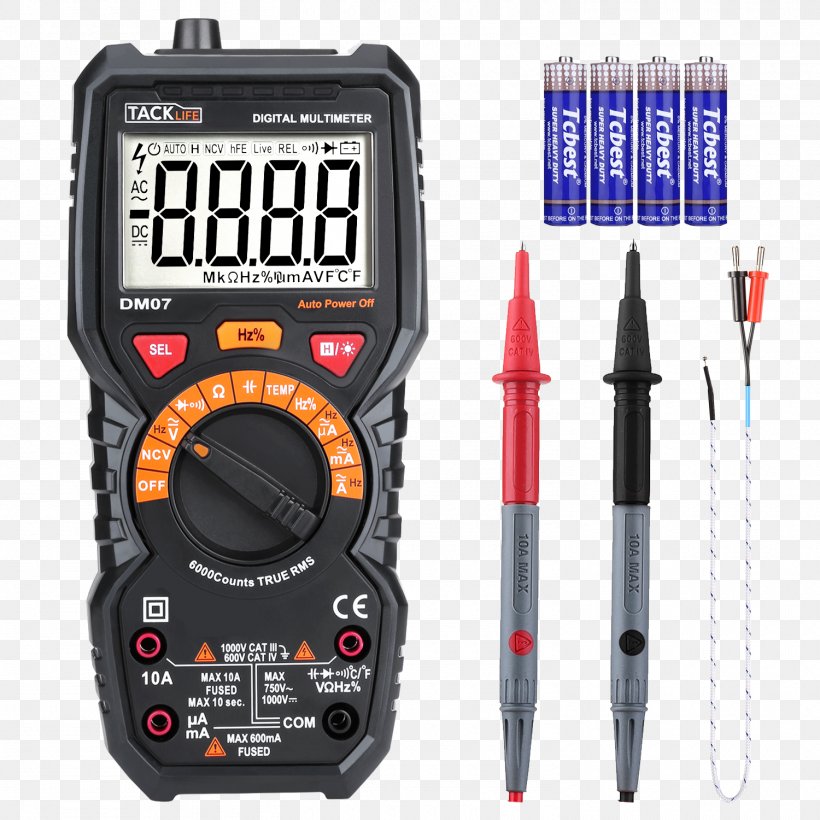 Digital Multimeter True RMS Converter Electronic Test Equipment Electronics, PNG, 1500x1500px, Multimeter, Alternating Current, Ammeter, Continuity Test, Current Clamp Download Free