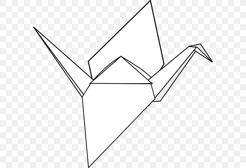 Crane Paper Origami Orizuru, PNG, 600x559px, Crane, Area, Black And White, Diagram, Drawing Download Free