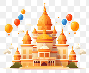 Emoji - Scenic Temple With Balloons PNG