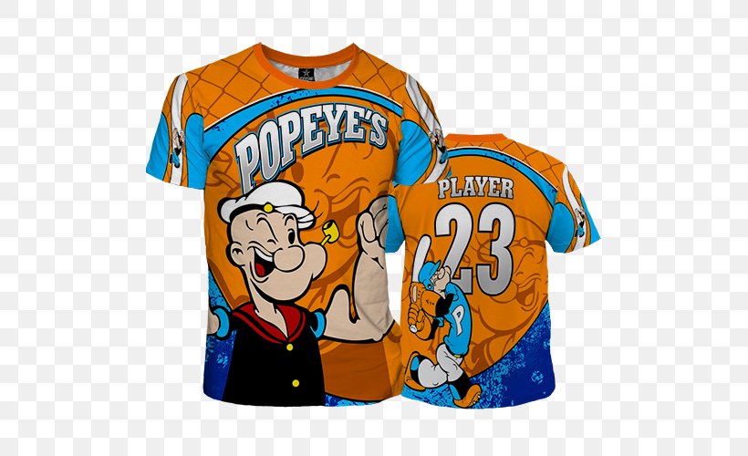 T-shirt Sportswear Jersey Popeyes Clothing, PNG, 500x500px, Tshirt, Active Shirt, Blue, Brand, Clothing Download Free