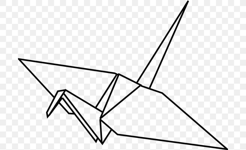 Crane Paper Orizuru Origami Clip Art, PNG, 700x502px, Crane, Area, Art, Art Paper, Black Download Free