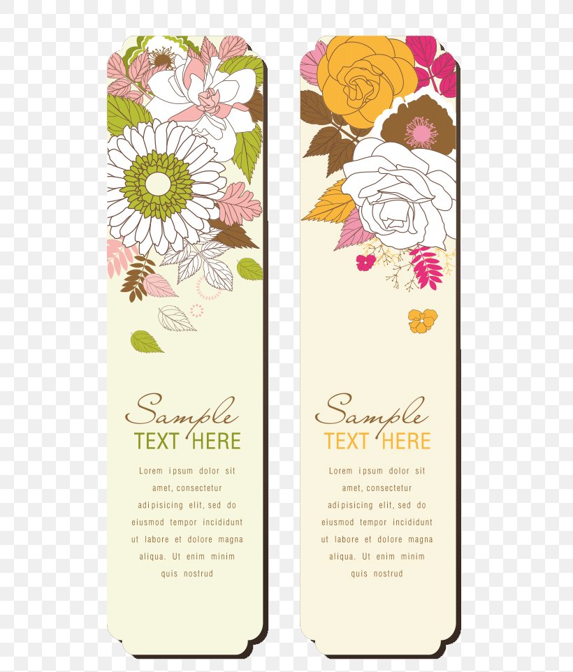 Vector Flowers Bookmarks, PNG, 593x962px, Flower, Bookmark, Designer, Floral Design, Health Beauty Download Free