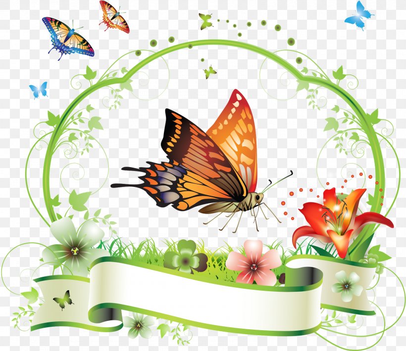 Butterfly Flower Floral Design Clip Art, PNG, 1600x1386px, Butterfly, Brush Footed Butterfly, Color, Flora, Floral Design Download Free