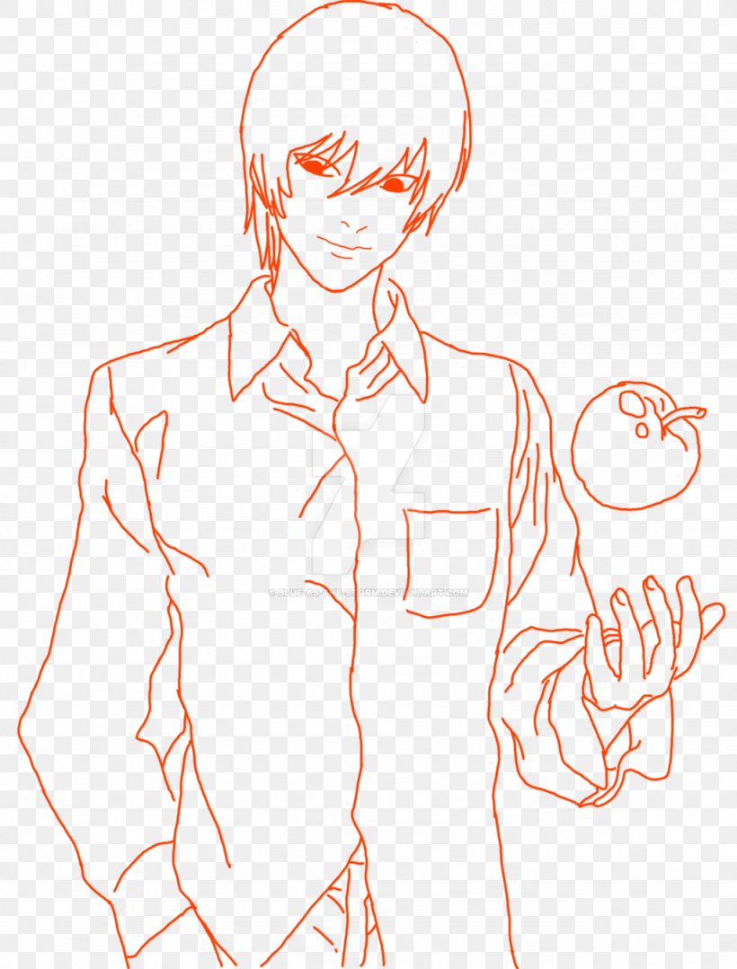 Light Yagami Line Art Drawing Arm, PNG, 1024x1348px, Watercolor, Cartoon, Flower, Frame, Heart Download Free