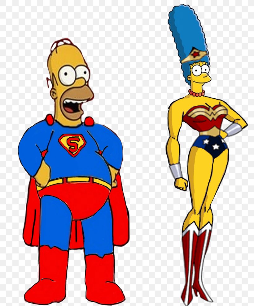 Homer Simpson Marge Simpson Superman Bart Simpson Wonder Woman, PNG, 782x990px, Homer Simpson, Art, Bart Simpson, Digital Art, Fiction Download Free