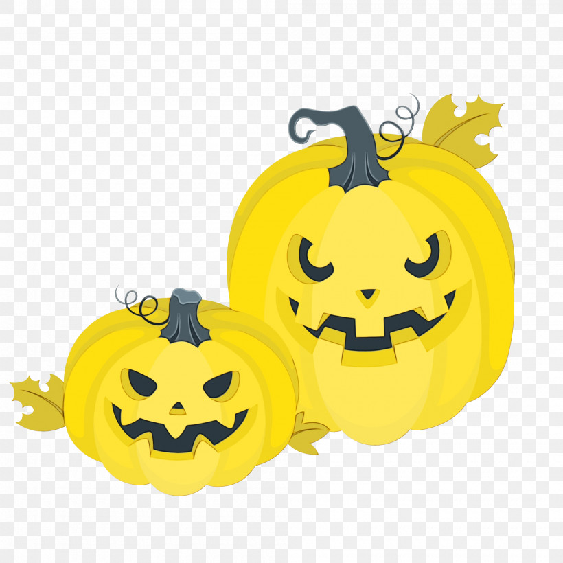 Pumpkin, PNG, 2000x2000px, Halloween, Paint, Pumpkin, Smiley, Watercolor Download Free