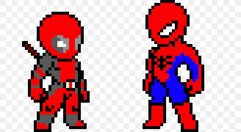 Spider-Man Deadpool Venom Superhero Pixel Art, PNG, 670x450px, Spiderman, Area, Art, Bead, Character Download Free