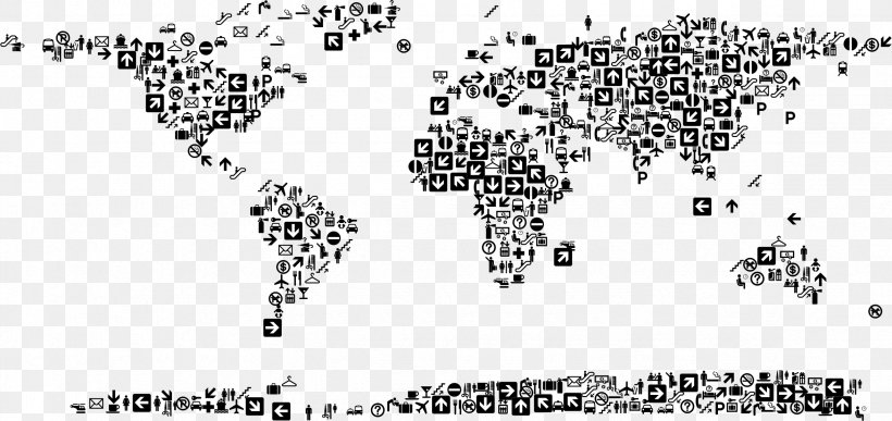 World Map World Map Globe, PNG, 2352x1112px, World, Area, Black, Black And White, Cartography Download Free